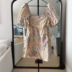 Selkie Pastel Floral Dress with Puff Sleeves